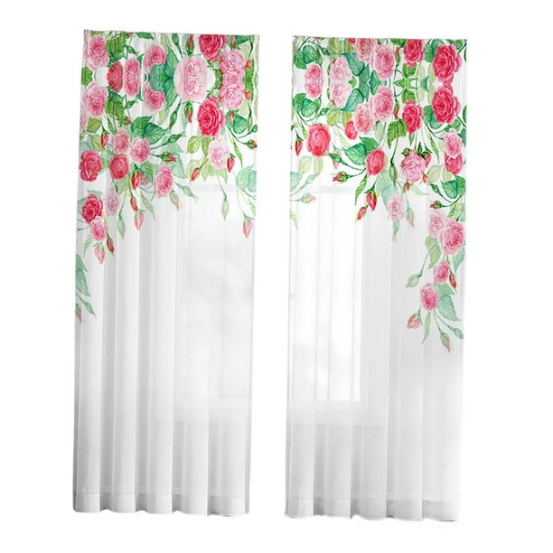2 piezas de cortinas florales, paneles de cortina, cortinas para ventanas, cortinas estampadas para sala de estar 107cmx213cm