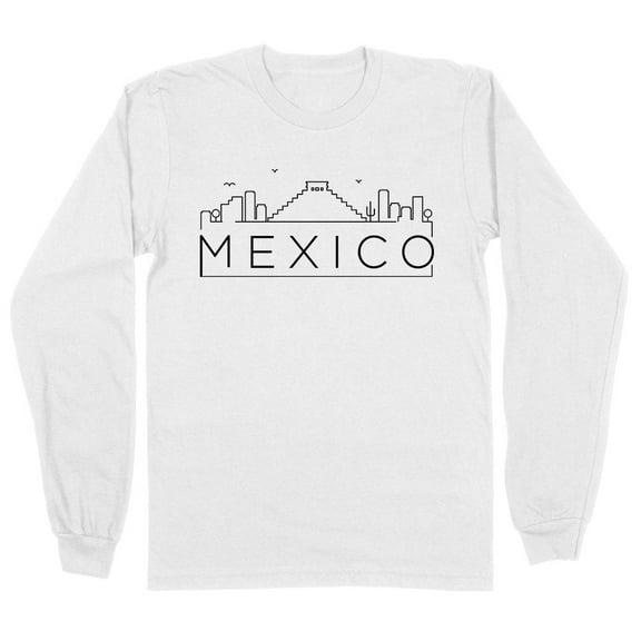 Skyline Mexico Long Sleeve Shirt Unisex Large White