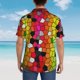 thumbnail image 4 of Fotbe Colorful Tie Dye Stained Glass 1 Camisa Hawaiana para Hombre Unisex – Camisa Casual de Verano con Botones de Manga Corta de Algodón y Lino,XX-Large, 4 of 7