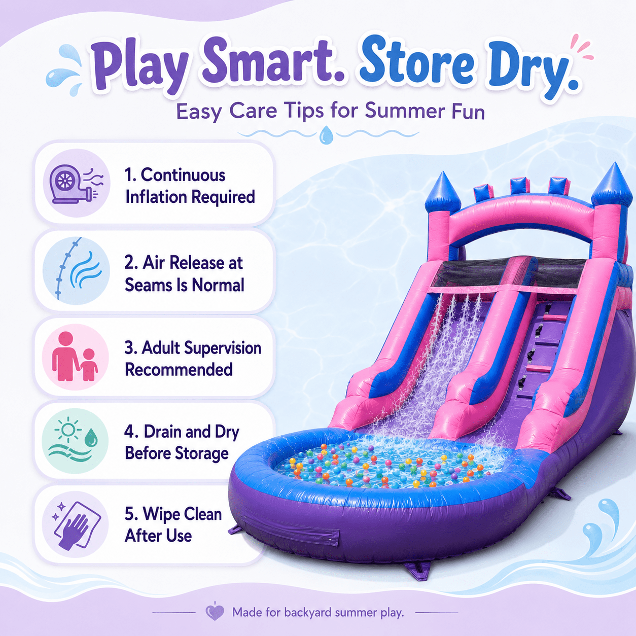 13' x 21' Commercial Water Slide with Splash Pool and Air Blower (Purple&Pink)