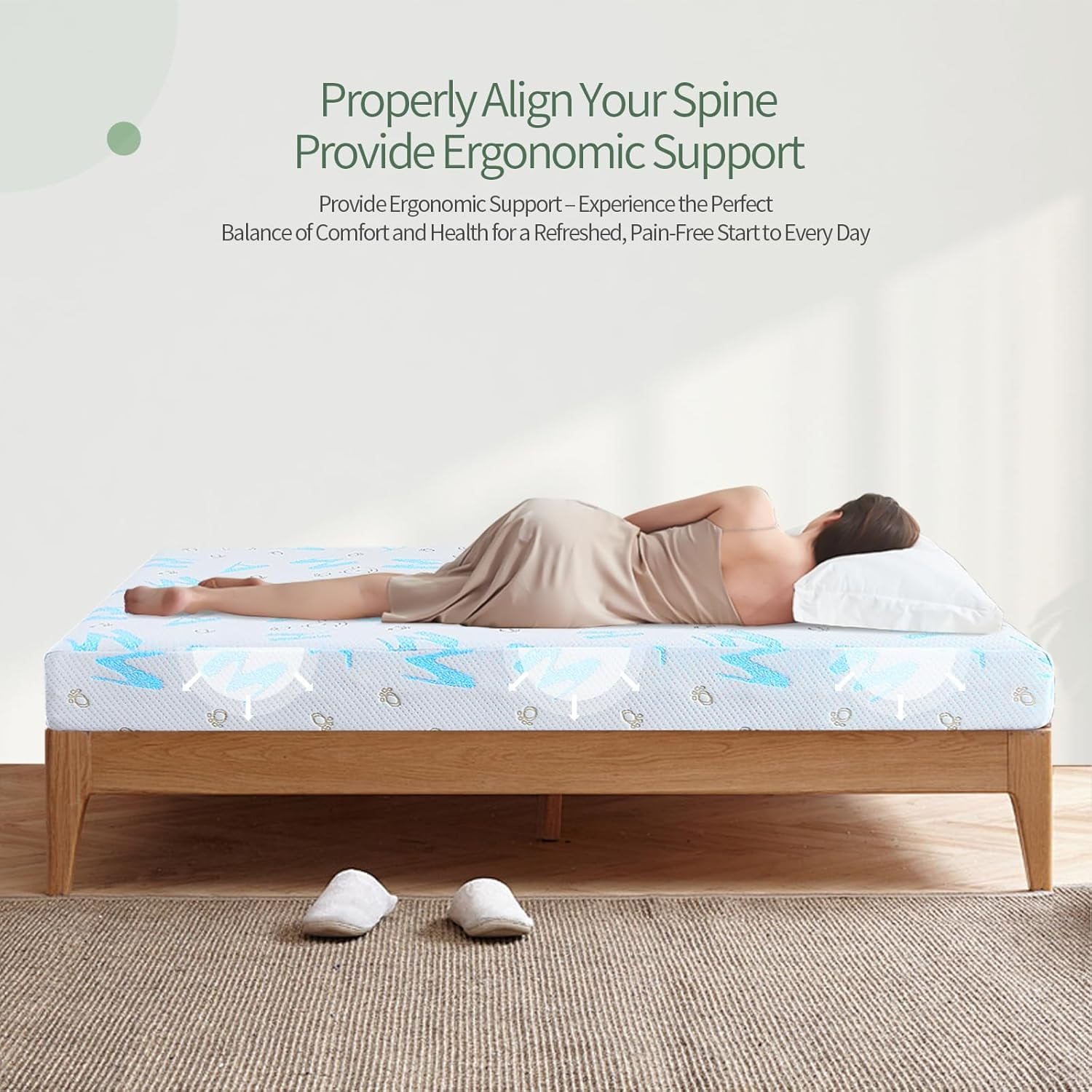6 Inch Twin XL Memory Foam Mattress, Medium Feel, Fiberglass Free, Removable Washable Cover, White