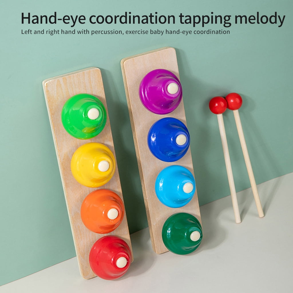 Miiottaa 8 Note Musical Handbells Set Colorful Desk Bells Percussion Instrument Music Table Bells for Festival, Musical Teaching