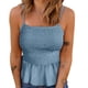 thumbnail image 3 of Top de tiras para mujer, dobladillo fruncido con volantes, corte ajustado, Top de verano sin mangas para mujer para citas diarias en la playa, azul claro L, 3 of 5