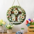 thumbnail image 4 of HonestMatter Wooden Easter Bunny Wreath for Front Door - Welcome Door Sign with Bunny Decor and Flowers, Spring Easter Decoration for Home and Party 8.7 Inch, 4 of 5