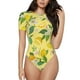 thumbnail image 1 of Balery Lemon Body de cuello redondo de manga corta para mujer Tops de manga corta Tops básicos-Large, 1 of 7