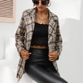 thumbnail image 3 of Chaqueta de traje de manga larga con cuello vuelto para mujer Chaqueta de traje de doble botonadura para trabajo de oficina con bolsillos de parche Albaricoque M, 3 of 6