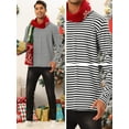 thumbnail image 5 of Unique Bargains Men's Striped T-Shirt Crew Neck Long Sleeves Pullover Tee Tops 2XL Black White, 5 of 6