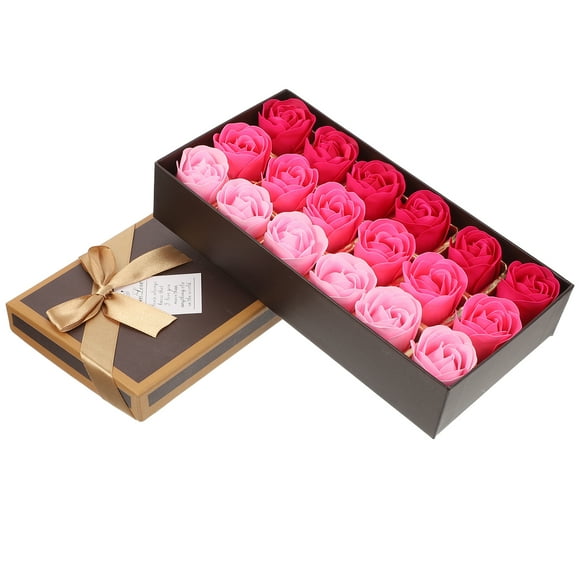 1 caja de jabón de imitación de rosa con caja de almacenamiento Jabón de baño con aroma floral Flor de rosa