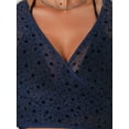 thumbnail image 5 of INSPIRE CHIC Glitter Crop Top for Women's Star Printed Self-tie Sparkly Party Beach Sheer Slim Fit Tops Dark Blue XL, 5 of 5