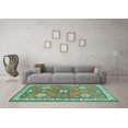thumbnail image 3 of Ahgly Company Machine Washable Indoor Rectangle Geometric Turquoise Blue Traditional Area Rugs, 7' x 10', 3 of 4
