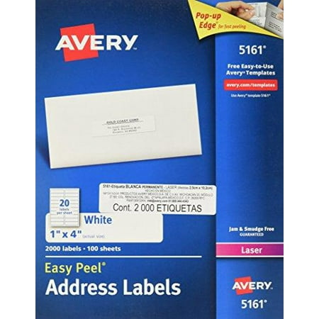 avery easy peel address labels for laser printers 1 x 4, box of 2,000 ...