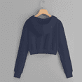 thumbnail image 3 of Cropped Zip Up Hoodie for Women Long Sleeve Casual Sweatshirt Cropped Jackets Outwear Workout Drawstring with Pockets, 3 of 5
