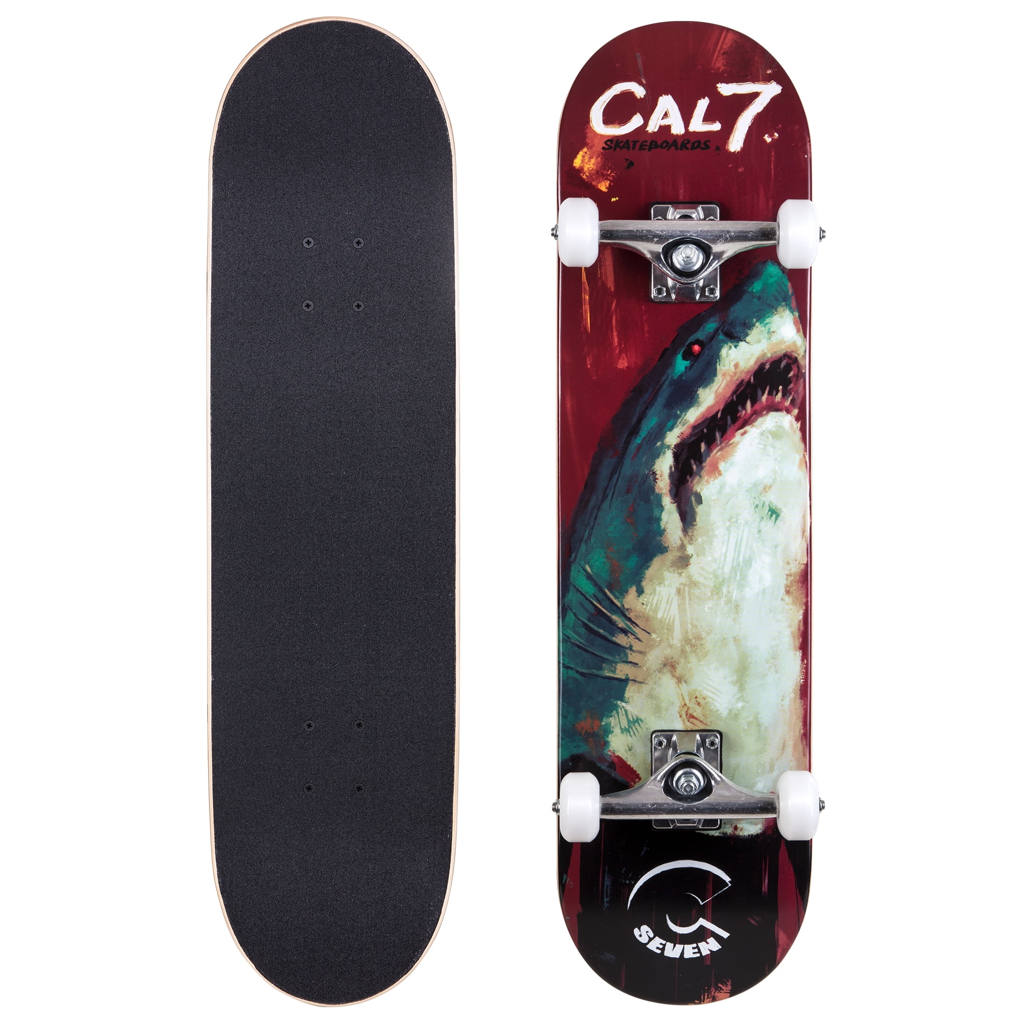 Cal 7 Complete 8 Inch Thrasher Shark Skateboard, with 5.25 Inch Trucks