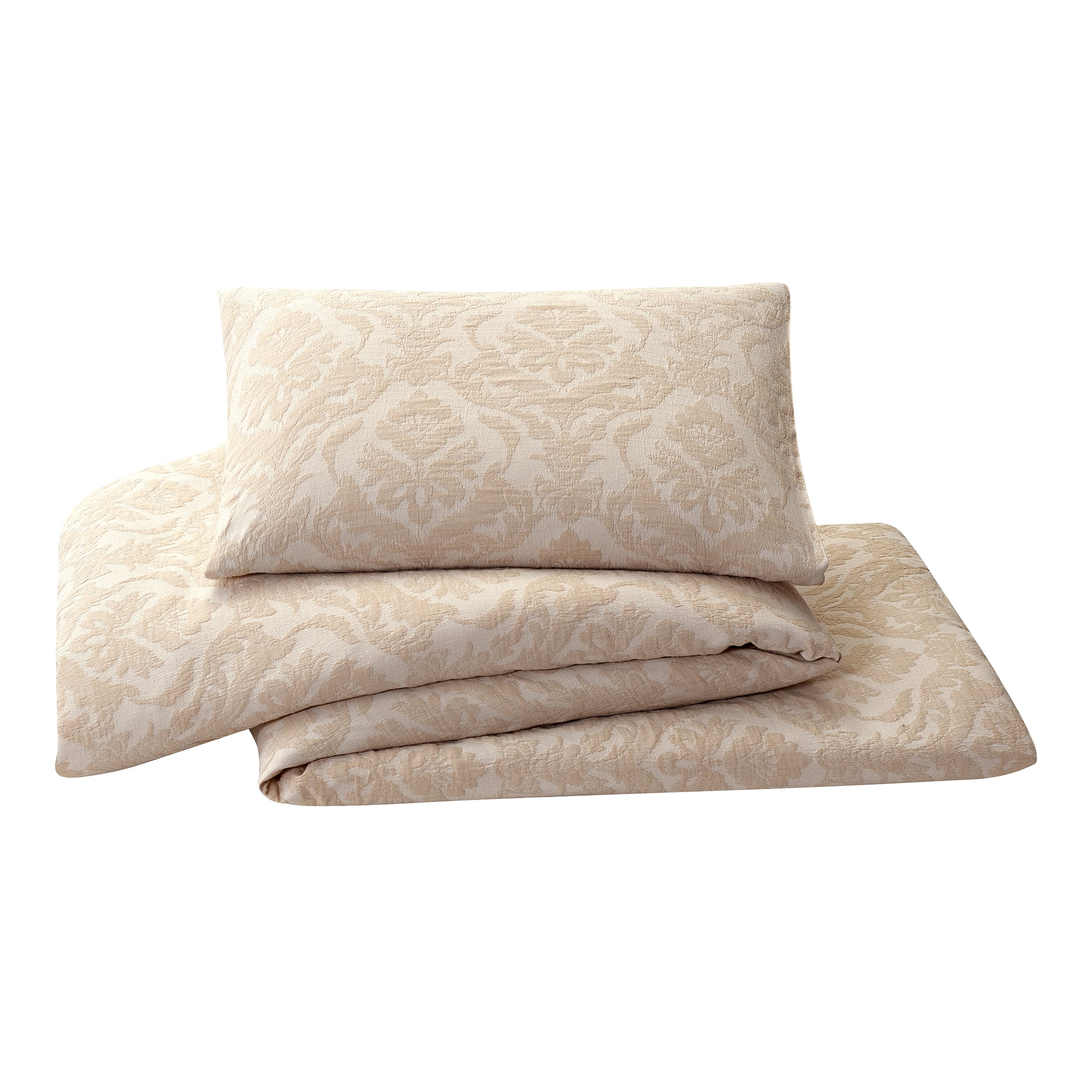 Better Homes & Gardens Woven Damask 2-Piece Comforter Set, Beige, Twin/Twin XL