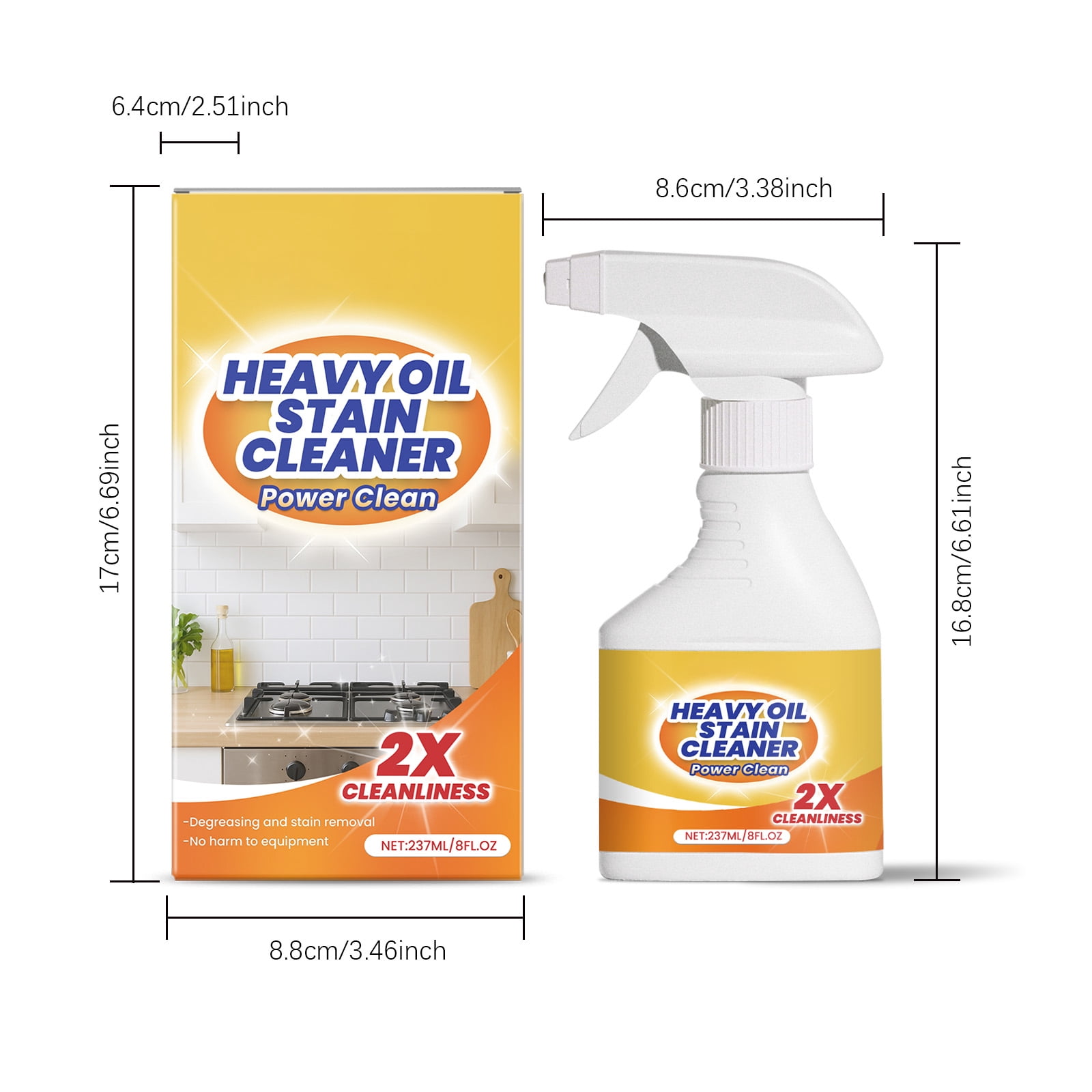 Alvantor All Purpose Cleaner Spray for Kitchen Heavy Grease, Stove Hood Countertops Oven Degreaser, 8fl.oz