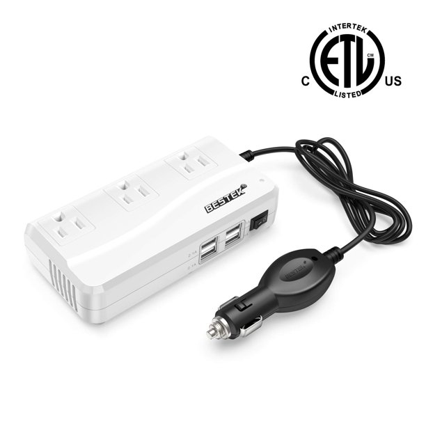 Portable Bestek 200w Car Power Inverter Dc 12v To 110v Ac Inverter With 4 2a 4 Port Usb Car Adapter Walmart Com Walmart Com