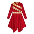 thumbnail image 5 of Xnihocha Kids Girls Liturgical Worship Dress Long Sleeve Praise Stripe Dance Dress Tunic Asymetrical Robe Red 16, 5 of 7