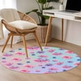 thumbnail image 4 of Spring Floral Round Area Rug 3Ft Washable Small Circle Rugs for Kitchen Entryway, Purple Pink Blue Flower Summer Botanical Non-Slip Carpet Floor Mats Indoor Outdoor Carpet Runner Aesthetic Home Decor, 4 of 8