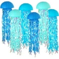 thumbnail image 1 of Nvzi Faroles de papel colgantes de medusas azules, faroles de papel de colores degradados para fiestas bajo el mar, decoraciones de cumpleaños en el océano, 1 of 5