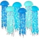 thumbnail image 1 of Nvzi Faroles de papel colgantes de medusas azules, faroles de papel de colores degradados para fiestas bajo el mar, decoraciones de cumpleaños en el océano, 1 of 5