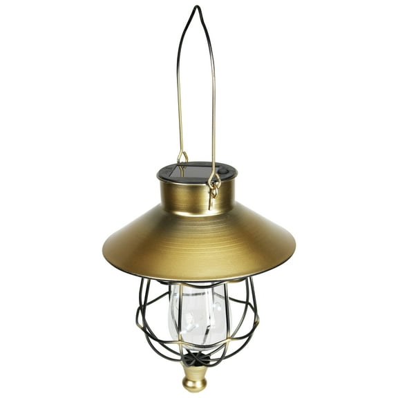 Northlight 9" Bronze Outdoor Hanging Solar Lantern with Handle