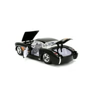 Jada Toys BIGTIME MUSCLE 1:24 1957 Chevy Corvette Die-cast Car – Opening Doors, Hood, Trunk, Rubber Tires(Glossy Black Flames)