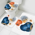 thumbnail image 4 of Abstract Geometric Bathroom Rugs Set Blue Red Orange Modern Minimalist Non Slip Absorbent Soft Bath Mats 3 Piece Set with Bathroom Rug, U-Shaped Floor Mat, Toilet Seat Cover Large Size, 4 of 9