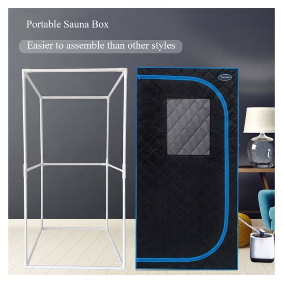 Portable Sauna Tent with Generator, Full Size Home Spa - Fast Heating, Foldable Chair, Waterproof, 150°F, FCC & UL Certified Black   Polyester