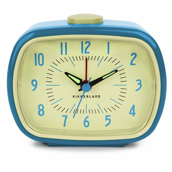 Blue Retro Alarm Clock, Battery Operated Vintage Analog Clock