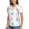 thumbnail image 2 of Vsdgher Rabbit Blowing Dandelions Women Shirts V Neck Short Sleeve Tops T-Shirt Basic Tees, S to 3XLLarge, 2 of 5