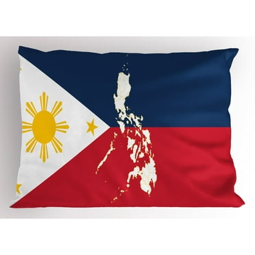 Ambesonne Phillipine Pillow Sham, Map and Flag of Country, 36" X 20", Multicolor