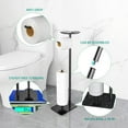 thumbnail image 3 of Toilet Paper Holder Stand for Bathroom Floor Standing Toilet Roll Dispenser Storages 4 Reserve Rolls, with Top Storage Shelf for Cell Phones, Wipe, Wallet and More(Black), 3 of 14