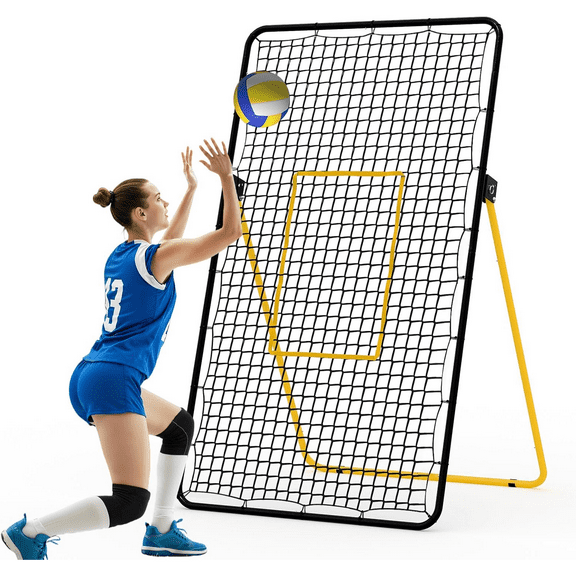 Volleyball Rebounder Net 7x4 ft,Adjustable Bounce Back Net with Stakes,Bounce Back Training Equipment for Practicing Volleying, Bumping, Spiking, Easy Set Up