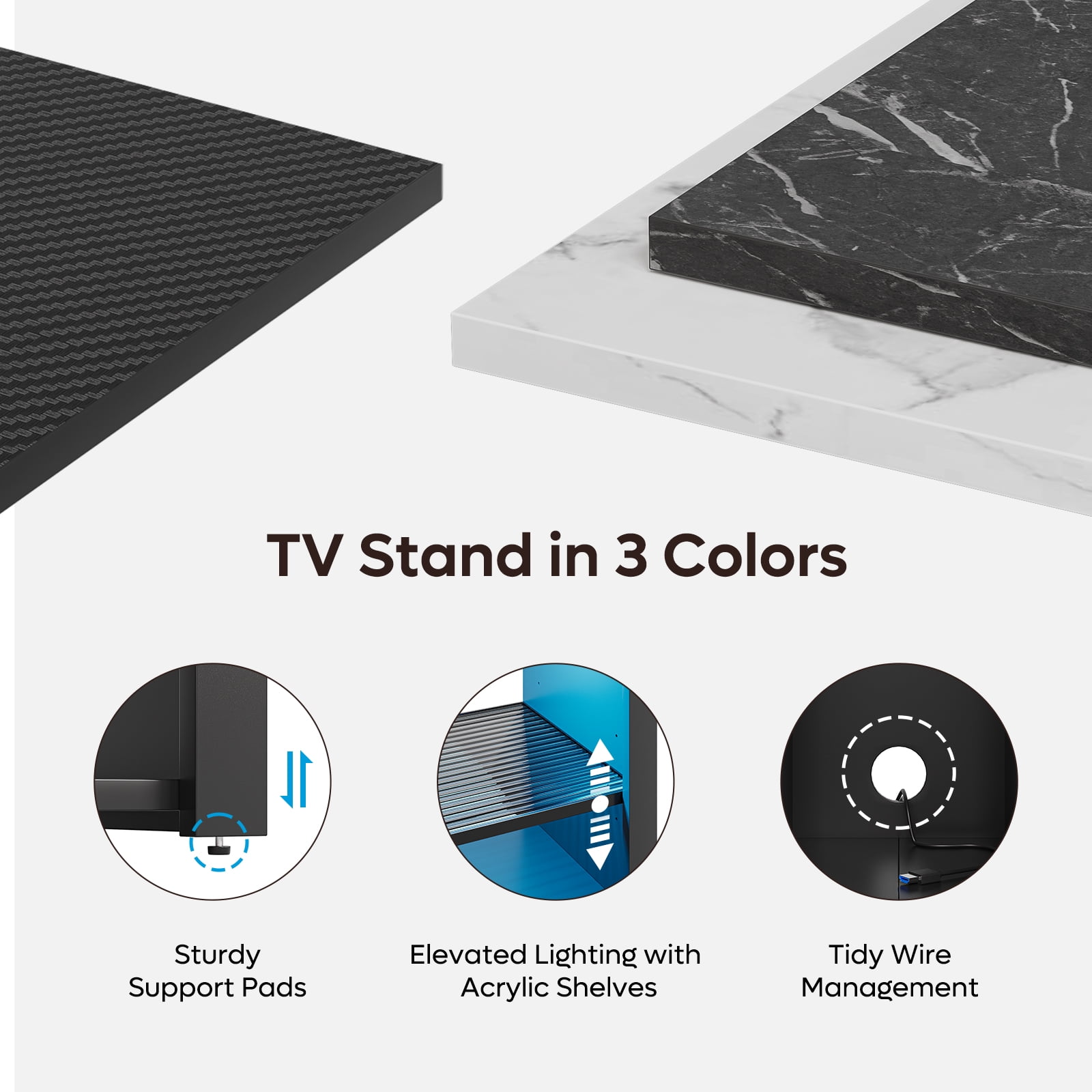Bestier Tall TV Stand for 65" TVs,Entertainment Center with PS5 Storage,LED TV Stands for Living Room,TV console with Adjustable Storage Shelf,Black Marble TV Stand