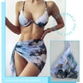 thumbnail image 3 of Toystoory Traje de baño de verano para mujer, traje de baño de tres piezas con estampado dividido, traje de baño de poliéster con tirantes Deportes acuáticos, 3 of 6