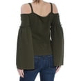 thumbnail image 2 of BAR III $49 Womens New 1140 Green Textured Cold Shoulder Bell Sleeve Top XS B+B, 2 of 2