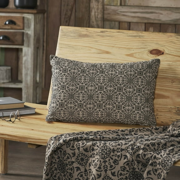 VHC Brands Custom House Black Tan Jacquard Pillow 14x22