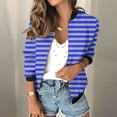 thumbnail image 2 of Womens Zip Up Hoodies Striped Color Block Casual Loose Long Sleeve Crop Sweatshirt Open Front Jacket Hooded Tops,Dark Blue 1,M, 2 of 5