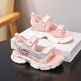 thumbnail image 4 of TOWED22 Toddler Little Girl's Open Toe Strap Flowers Sandals Summer Beach Shoes Non-Slip Rubber Soft Sole Princess Flats Pink,13, 4 of 9