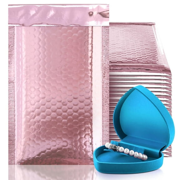 Rose Gold Metallic Bubble Mailers, Padded Self Seal Envelopes, 250 Count, 6.5 x 9 in