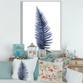 thumbnail image 2 of Designart 'Tropical Blue Watercolour Leaves On White' Bohemian & Eclectic Framed Canvas Wall Art Print, 2 of 5