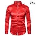 thumbnail image 2 of Sonducket Camisa Transpirable Para Hombre Satén Con Mangas Largas - Trabajo Boda O Casa Camisa Para Hombre Formal Manga Larga Grande Camisetas rojo 2XL, 2 of 6