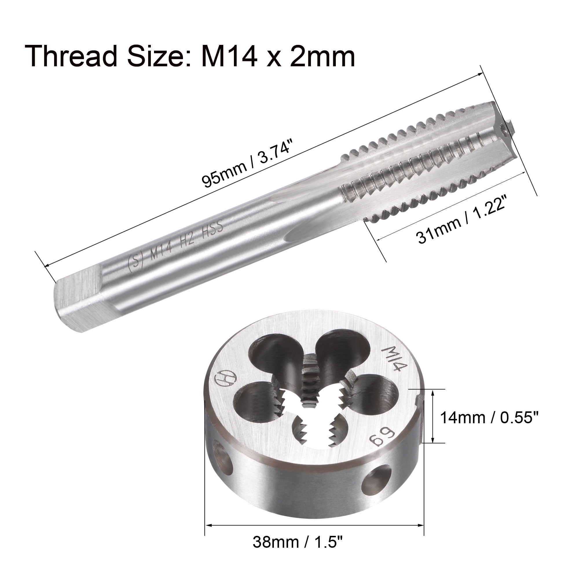 Unique Bargains Tap and Die Set Thread Screw Tap with Die Threading Tapping Tool 0.05 in