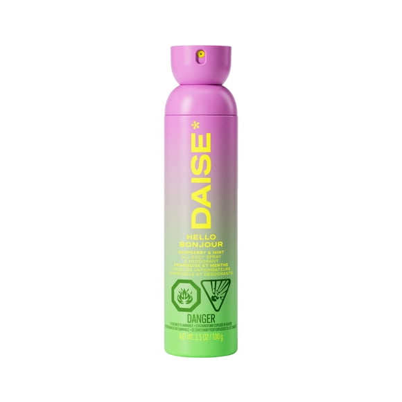DAISE Hello Daise Spray et déodorant pour tout le corps en framboise et menthe pour une fraîcheur de 24h, 3.5 oz/120 mL