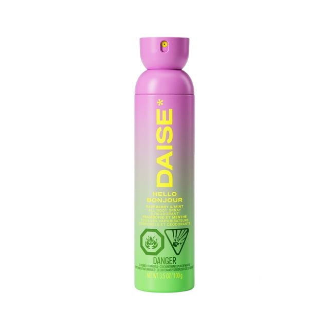 DAISE Hello Daise All Body Spray & Deodorant in Raspberry & Mint for 24h Freshness, 3.5 oz/120 ml