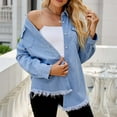thumbnail image 5 of Lovskoo Denim Shirt Women Summer Tops Button Down Collared Long Sleeve Solid Color Casual Denim Shirt with Pockets Denim Jacket Lapel Top Shirt Blue, 5 of 8