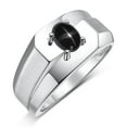 thumbnail image 6 of RYLOS Men's Rings 14K White Gold Ring Classic Solitaire 7X5MM Oval Shape Gemstone Designer Band Black Star Sapphire March Birthstone Rings For Men Size 9, 6 of 7