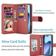thumbnail image 3 of Wallet Case for Apple iPhone 17 Air Wallet Case 6.5"5G (2025), [9 Card Slots] Luxury PU Leather Credit Holder Carrying Folio Flip [Detachable] Kickstand Magnetic Phone Cover & Lanyard [Wine], 3 of 6