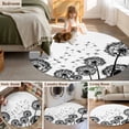 thumbnail image 5 of Small Round Rug 3Ft Washable Non-Slip, Dandelion Circle Area Rugs for Living Room Bedroom, Black White Modern Country Rustic Plants Indoor Floor Mats Carpet Runner for Home Decor, 5 of 8