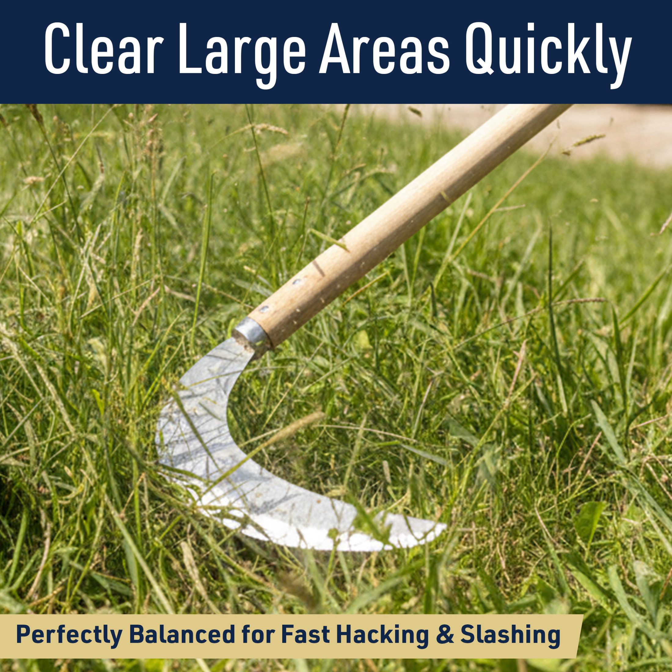 Kings County Tools Japanese Weeding Sickle Knife - 29” Long Handled Hand Sickle Garden Tool